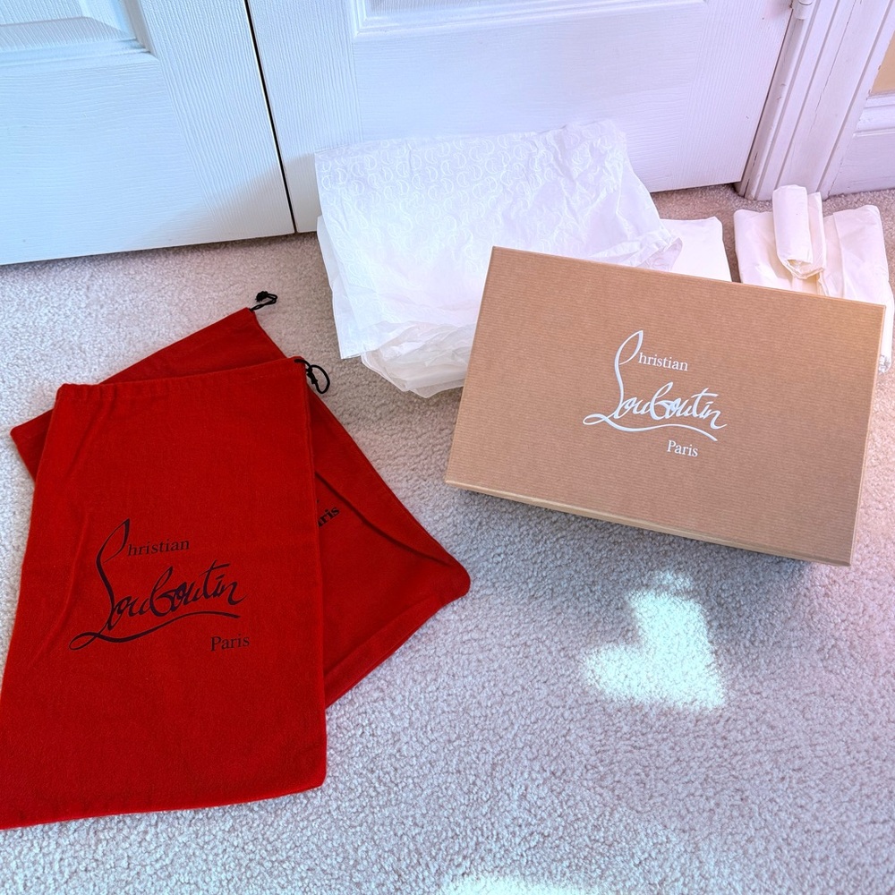 Christian Louboutin Empty Shoe Box 11x7x4.5, Two Dust Bags 14x9, Tissue Paper